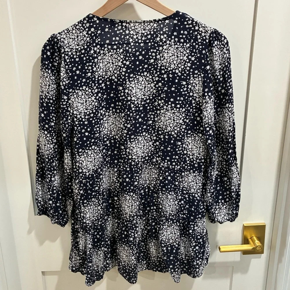 Boden Willow Top Floral Tiered Blouse V-Neck Puff Sleeve Boho Flowy Small 2
